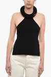 Off-white Halter Neck Tubolar Stretchy Top In Black