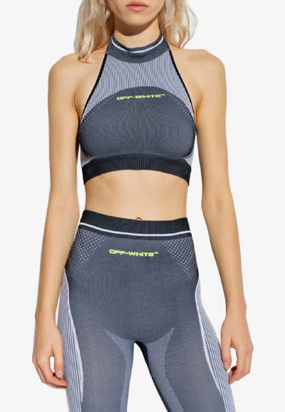Off-white Halterneck Cropped Top In Gray
