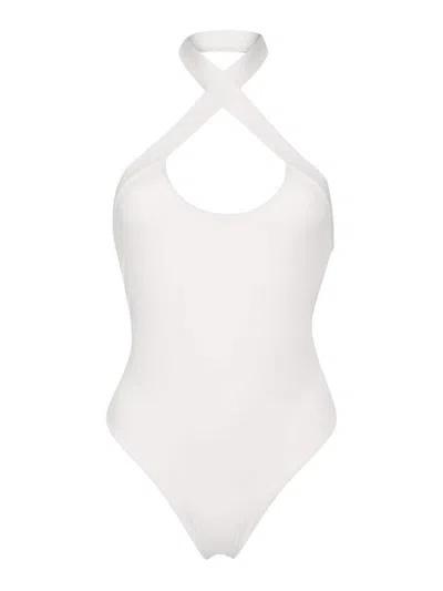 OFF-WHITE HALTERNECK OPEN-BACK SWIMSUIT