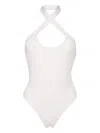 Off-white Halterneck Open-back Swimsuit In Coconut Milk Coconut Milk