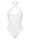 Off-white Halterneck Open-back Swimsuit In Coconut Milk Coconut Milk