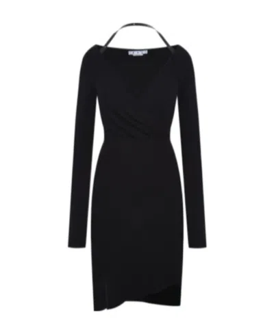 Off-white Halterneck-strap Asymmetric Dress In Black