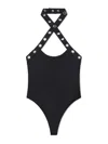 Off-white Eyelet One-piece Swimsuit In Black