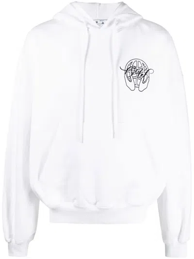 Off-white Off White Carlos Arrow Hoodie L White Cotton In White Black