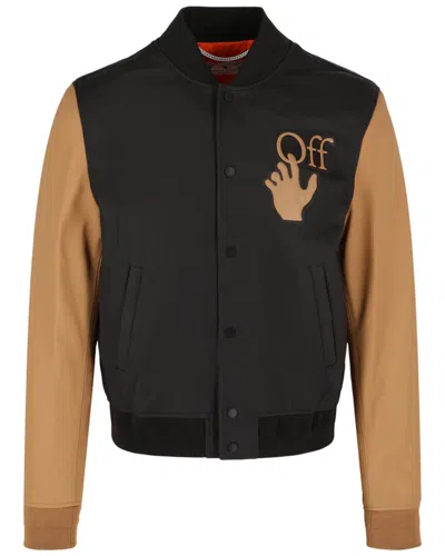 Off-white Man Jacket Dark Brown Size L Soft Leather In Black