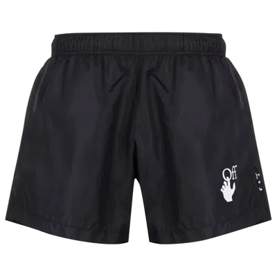 Pre-owned Off-white Hand Off Swimshorts 'black/white'