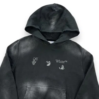 Pre-owned Off-white Hand Print Distressed Hoodie In Black