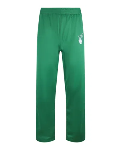 Off-white Hands Off Slim Trackpants In Green