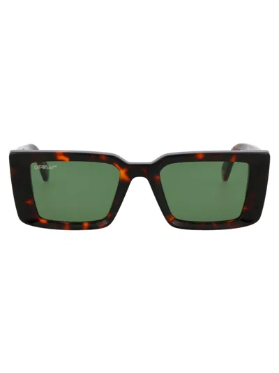 Off-white Havana Acetate  Sunglasses In Green