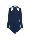 Off-white Heavy Jersey Silver Tie Mini Dress In Blue