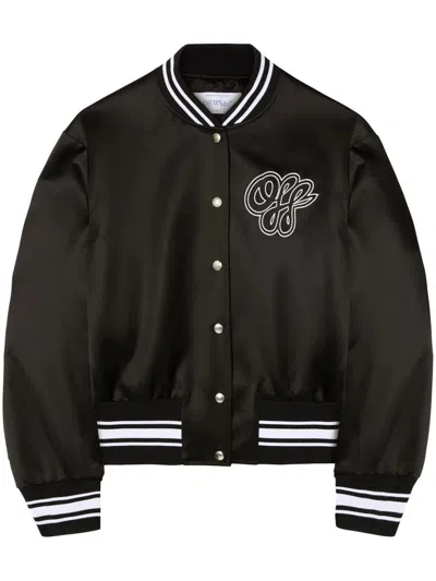 Off-white Heavy Satin Souv Jkt In Black