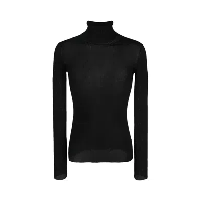 Pre-owned Off-white Helvet Fine Knit Rib Turtlneck 'black'