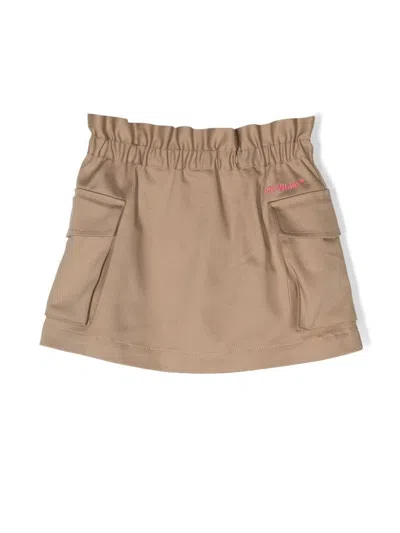 Off-white Kids' Helvetica Cargo Skirt In Brown