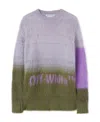 Off-white Mohair Helvetica Logo Crewneck T-shirt In Gray