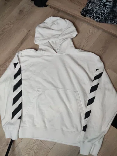 Pre-owned Off-white Helvetica Oversized Hoodie Diag Arrow Print Stripe In White