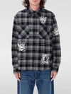Off-white Grey And Black Shirt With Characters Print And Check Motif In Cotton Man In Schwarz