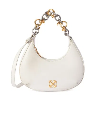 Off-white Hemisphere Leather Shoulder Bag In White