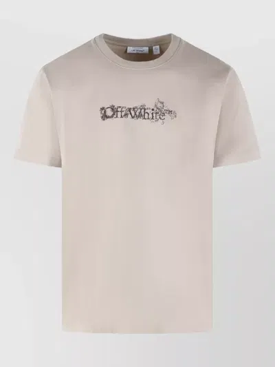 Off-white Heraldic Cotton T Shirt Crew Neck In Neutral
