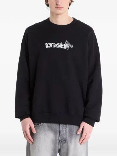 Off-white Heraldic Treshold Arrows Skate Crewneck Cotton Sweatshirt In Black