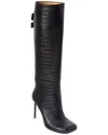 Off-white ™ High Allen Croc-embossed Leather Knee-high Boot In Black