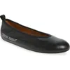 Off-white Round Toe Leather Ballerina Shoes In Black
