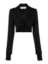 Off-white Asymmetrical Cropped Jacket In Black Wool Blend For Women In Black