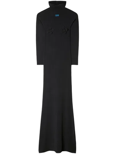 Off-white Off White High Neck Long Dress In Black