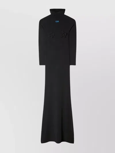 Off-white Omen's Flower Long Dress With Embroidered Design In Black