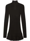Off-white High-neck Pleated Knitted Minidress In Black