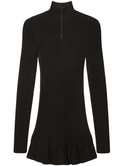 OFF-WHITE OFF-WHITE HIGH-NECK PLEATED KNITTED MINIDRESS