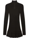 Off-white High-neck Pleated Knitted Minidress In Black
