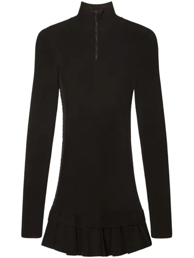 OFF-WHITE OFF-WHITE HIGH-NECK PLEATED KNITTED MINIDRESS