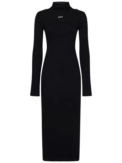 OFF-WHITE HIGH-NECK STRETCH DRESS