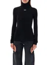 Off-white Printed Stretch-jersey Turtleneck Top In Black