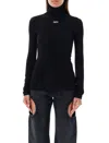 Off-white Black Turtleneck Top With Off Logo In Black