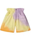 Off-white High-rise Helvetica Tie-dye Shorts In Yellow