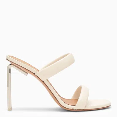 OFF-WHITE HIGH STRAP SANDAL IN WHITE LEATHER FOR WOMEN