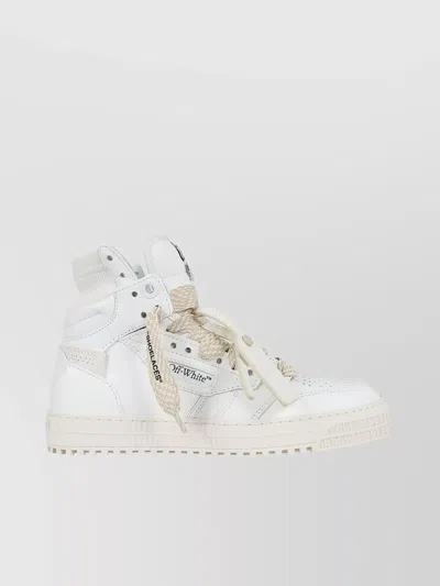 OFF-WHITE HIGH-TOP CALF LEATHER SNEAKERS WITH CONTRAST TAG