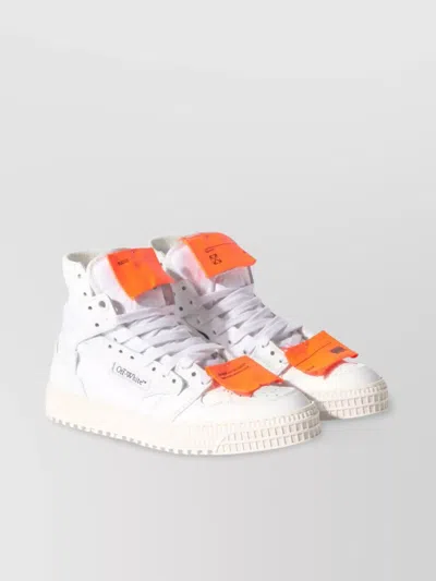 Off-white High-top Leather And Cotton Sneakers