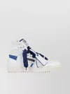 OFF-WHITE HIGH-TOP LEATHER SNEAKERS WITH ANKLE STRAP DETAIL
