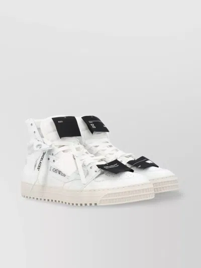 OFF-WHITE HIGH-TOP LEATHER SNEAKERS WITH PERFORATED DESIGN
