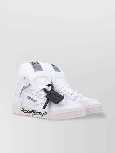 Off-white High-top Sneakers With Rubber Sole And Perforated Toe Box In White