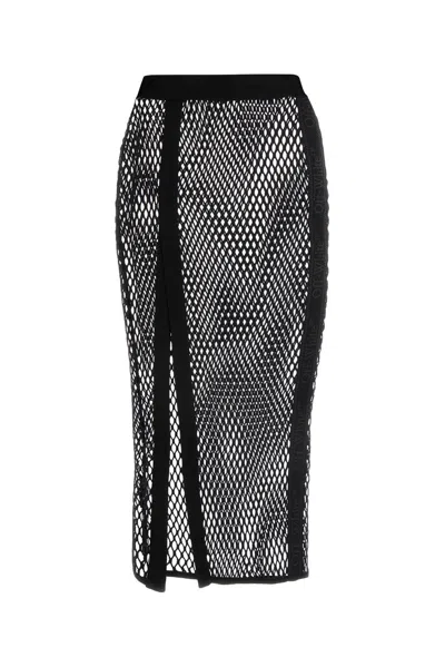 Off-white High-waist Mesh Midi Skirt In Black