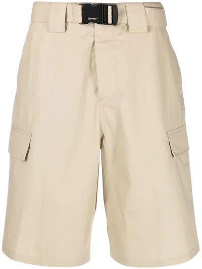 Off-white High-waisted Bermuda Shorts In Neutrals