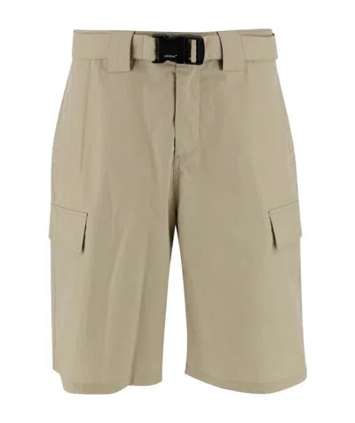 Off-white High-waisted Bermuda Shorts In Nude