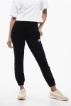 Off-white High-waisted Brushed Cotton Joggers With Contrasting Monogra