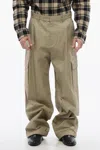 Off-white High Waisted Cargo Pants With Zipped Pockets In Beige