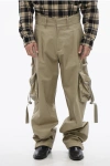 Off-white High Waisted Cargo Pants With Zipped Pockets