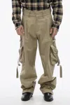 Off-white High Waisted Cargo Pants With Zipped Pockets In Beige