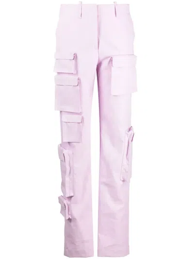 Off-white Off White Gabardine Cargo Pants In Pink Cotton